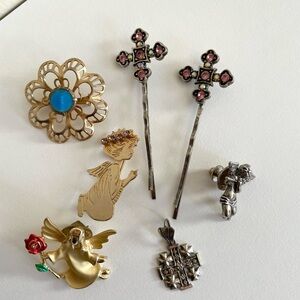 Vintage Religious Jewelry Lot Brooch pin Cherub Avon Gigi Giusti Signed